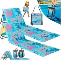 KESSER Gartenliege Strandmatte klappbar mit verstellbarer Rückenlehne max. 130 kg, 2 St., Strandliege mit Tragegurt, wasserdichter Handyhülle & Tragetasche, Sonnenliege faltbar für Strand, Garten & Terrasse Liegematte