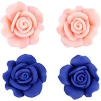 Sarcia.eu Ohrstecker-Set 2x Blaue, pinke Ohrringe Rosen