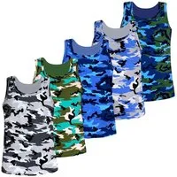 LOREZA Unterhemd 5er Set Jungen Unterhemden - Camouflage - Bunt (Spar-Packung, 5-St., 5er Pack)