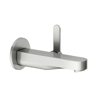 Keuco Waschtischarmatur IXMO 59516, rund Wandmontage, 187 mm, Edelstahl-finish, 59516060301 59516060301