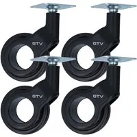 MS Beschläge Möbelrolle Design-Rolle Möbeltransportrolle Ø 60mm Lenkrolle, (4-St), 360° drehbare Anschraubplatte