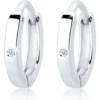 Elli DIAMONDS Paar Creolen Diamant Weiß Brillantschliff (0.01 ct ct) 925 Sterling Silber