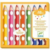 DJECO Buntstift 8 dicke Buntstifte Farbstifte Ergonomische Form deckende Farben
