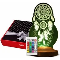 Geschenkelampe LED Nachttischlampe Traumfänger Dreamcatcher 3D UV Druck Nachtlicht, Leuchte 7 Farben fest integriert, Geburtstagsgeschenk für Freunde, Mädchen, Jungen