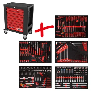 KS Tools Performanceplus Werkstattwagen-Satz P15 mit 299 Werkzeugen für 5 Schubladen - 815.5299