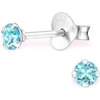 BUNGSA Ohrstecker-Set Türkis - Ohrstecker echtem Kristall LA CRISTALE 3mm 925 Silber Damen (1 Paar (2 Stück), 2-tlg), Ohrschmuck Ohrringe
