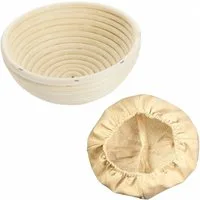 WESTMARK Brotbackform Gärköbchen-Set, 2tlg., Gärkörbchen rund + Bezug, Peddigrohr/Baumwolle