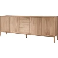 Home affaire Sideboard Koda, Anrichte mit 2 Schränken & 3 Schubladen, Push-to-Open-Funktion, Massives Eichenholz, verstellbare Einlegeböden, Minimalistischer Stil