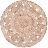 Marrakesch Orient & Mediterran Interior Teppich Jute Teppich Jemina handgefertigt in Natur Beige 90 cm handgemacht, Höhe: 1 mm, Handarbeit