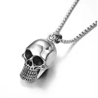 KARMA Edelstahlkette Halskette Herren mit Totenkopf Silber moderne Herrenkette Metall (Herrenkette, 1-tlg., Geschenk für Ihn Männer Herrenschmuck Halsschmuck), Herrenhalskette Skull Metallhalskette 60 cm