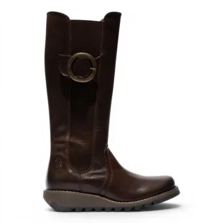 Fly London Damen braune Lederstiefel kniehoch – SOIF361