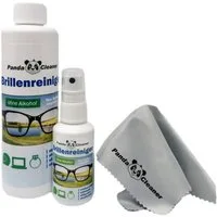 PandaCleaner Brillenreiniger - Bio-Konzentrat - Anti-Beschlag-Formel Glasreiniger (Spar-Set, [3-St. 50ml + 250ml + Mikrofasertuch)