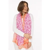 Zwillingsherz Schal "Leo Dreams", Leomuster und Schriftzug, transparenter Look