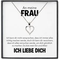 22Feels Schmuckset An Meine Frau Ich Liebe Dich Kette Ehefrau Geschenk Hochzeitstag Herz (inkl. Geschenktasche, Karte(n), Poliertuch, Beutel), Silber 925/000, Karte Made In Germany