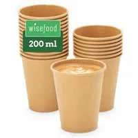 wisefood Einwegbecher 50-tlg., Bio-Pappbecher, 200, 50-tlg., Papier
