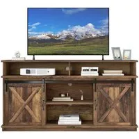 Merax Lowboard TV-Schrank, Fernsehtisch mit Schiebtüren, Sideboard im Landhausstil,B/H/T:148/78/40cm