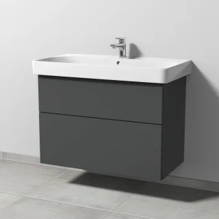 Sanipa 3way Waschtischunterbau zu Geberit Smyle Square Waschtisch mit 2 Auszügen, Anthrazit-Matt SM67122