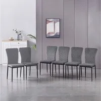 JYMTOM Esszimmerstuhl Samt/Kunstleder, hoher Lehne, Metallgestell, 4/6er-Set (6 St), Samt, Gitter-Design, für Wohnzimmer, Büro, Klassenzimmer