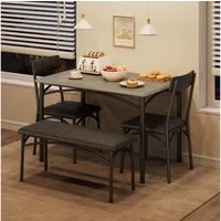 GarveeMore Essgruppe Essgruppe für 4 Personen Esstisch, gepolsterter Bank und 2 Stühlen, Tisch: 70 x 110 x 76 cm Stuhl: 48 x 43 x 86 cm Bank: 30 x 90 x 47.5 cm