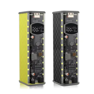 PD 65W Super Fast Charging Transparent Power Bank Case Weldless 8-Cell 18650 Battery Box DC Voltage Adjustable USB Type