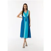 comma Midikleid Kleid Ärmelloses Bahnen-Kleid aus Chiffon mit elastischem Bund