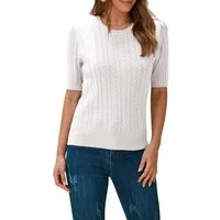 Arach&Cloz Kurzarmpullover Damen Tops Rundhalspullover T-Shirt Strickpullover Streifenpullover Muschelkanten aus Spitze strukturierte Hemden