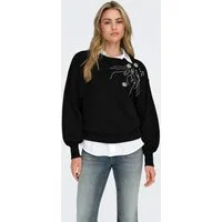 ONLY Sweatshirt ONLCAMELA BROOKE GLITTER LS ONECK UB SWT Baumwollmischung, regular fit, Rundhals