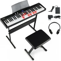 COSTWAY Home-Keyboard (1-St), 61 Tasten E-Piano, Digitalpiano mit Ständer, Hocker, für Anfänger