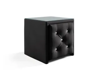 Nachttisch Nachtkonsole SEVRA 50x50cm in Stoff Elisa Velvet Schwarz