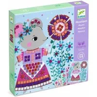 DJECO Kreativset Mosaik-Bastelset für Kinder ab 5, Tiermotive mit Moosgummi & Glitter