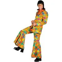 thetru Kostüm Flower Power Hippie Anzug Fasching Karnevalskostüm, 70er Jahre Disco-Anzug in blümerantem Look