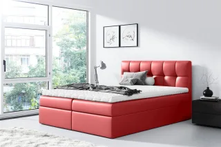 Boxspringbett Schlafzimmerbett CARMEN 140x200cm Kunstleder Rot