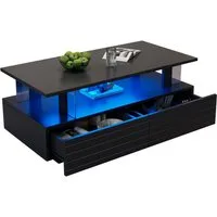 Merax Couchtisch Sofatisch mit 2 Schubladen & Stauraum (1-St., 1 Tisch), Wohnzimmertisch Sofatisch Beistelltisch mit LED-Beleuchtung inkl. APP