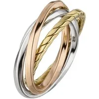 JOBO Silberring Wickelring, verschlungen 925 Silber tricolor dreifarbig vergoldet