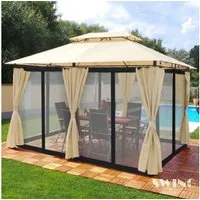 Swing&Harmonie Pavillon LED - Pavillon 3x4m Minzo Garten Pavillion, Solar Pavilion Gartenzelt Designer Pavilon