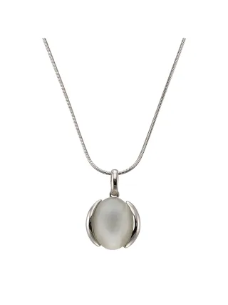 Zeeme Gemstones Halskette Silber 925 rhodiniert mit echtem Mondstein 16x12mm