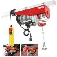 Hecht Seilwinde 125-250 kg Zugkraft, 450W, 3 mm Stahlseil, 4-8 m/min, 6-12m Hubhöhe, Not-Aus-Schalter, 1,5m Steuerkabel