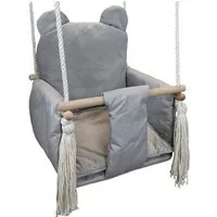 Pamek Einzelschaukel Suße Kinderschaukel Babyschaukel mit Gurt Schaukel Holz Geschenk, Dicke Metallringe zum aufhängen.