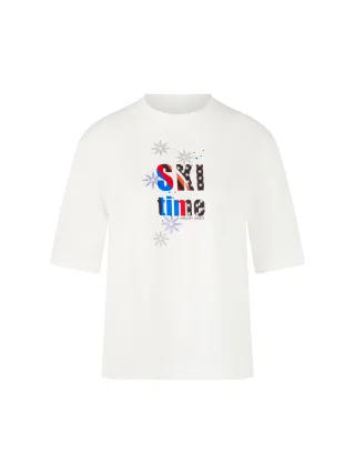 Marc Cain Sports - T-Shirt mit Schneestern-Print off-white - Gr. - 40