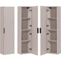 Lomadox Hochschrank ADELAIDE-56-CASHMERE Badschrank Seitenschrank, kaschmir mit gerillter Front