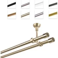 MDEKOR Gardinenstange Vorhangstange 19mm, 2-läufig, kürzbar, 2-läufig Deckemontage, 120 cm Antik Gold