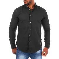 CARISMA Langarmhemd Herren Leinen Baumwoll Mix Hemd 8389 Regular Langarm Stehkragen Uni