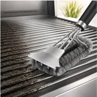 Forrlite Grillbürste Premium Edelstahl 3-in-1 Grillbürste 42 cm, Schaber & dichte Borsten, (Premium Edelstahl 3-in-1 Grillbürste mit Schaber, PP-Isoliergriff, 42 cm lange Reinigungsbürste, dicht gebundene Borsten für Gasgrill, Holzkohlegrill und Gril