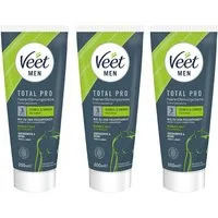 Veet MEN Enthaarungscreme für Oberkörper & Beine (3 x 200 ml), Spar-Pack, 3 St., Haarentfernung in 5-10 Minuten, mit Spatel
