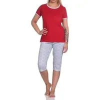 Normann Pyjama Capri Pyjama kurzarm Schlafanzug mit 3/4-Hose in maritimer Optik