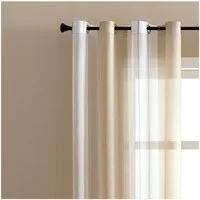 Jibenhome Schiebegardine 2 Stück Vorhang Gestreifter,Ösen Gardine,Voile Fensterschal, Transparente Scheibengardine