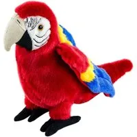 Teddys Rothenburg Kuscheltier Papagei rot 24 cm stehend Plüschvogel (Papagei rot 24 cm Aras/Macaw Vögel Plüschpapagei Stoffpapagei, Stofftiere)