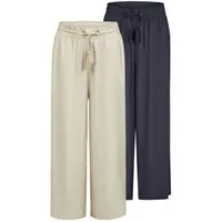 DENIMFY Chinohose Damen Palazzo Hose DFKate 2er Pack Loose Fit (Vorteilspack) Sommerhose mit Taschen