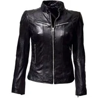 Zimmert Leather Lederjacke Frida washed Lammnappa Leder, Cognac, Schwarz, Braun, Beere, Rot