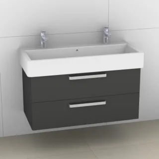 Artiqua 411 Waschtischunterschrank für Vero 045410 mit 2 Armaturbohrungen Anthrazit Glanz, 411-WU2L- 411-WU2L-D23-7065-51